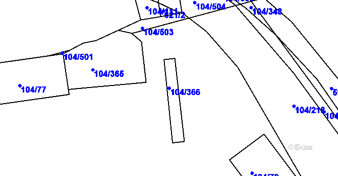 Parcela st. 104/366 v KÚ Tušimice, Katastrální mapa