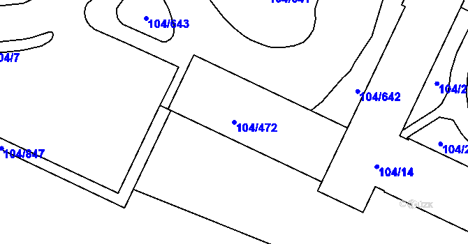 Parcela st. 104/472 v KÚ Tušimice, Katastrální mapa