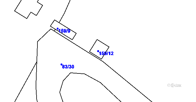 Parcela st. 159/12 v KÚ Tušimice, Katastrální mapa