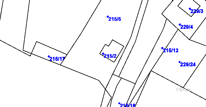 Parcela st. 215/2 v KÚ Tušimice, Katastrální mapa