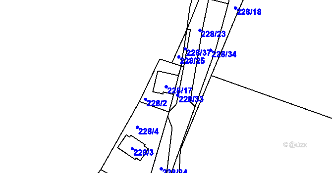 Parcela st. 228/17 v KÚ Tušimice, Katastrální mapa