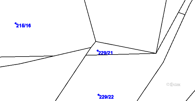 Parcela st. 229/21 v KÚ Tušimice, Katastrální mapa