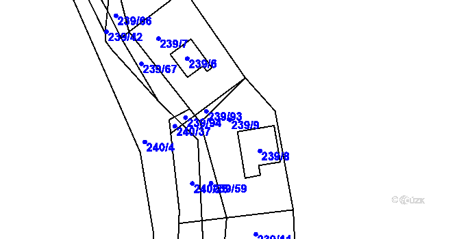 Parcela st. 239/9 v KÚ Tušimice, Katastrální mapa