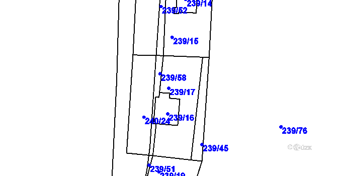Parcela st. 239/17 v KÚ Tušimice, Katastrální mapa