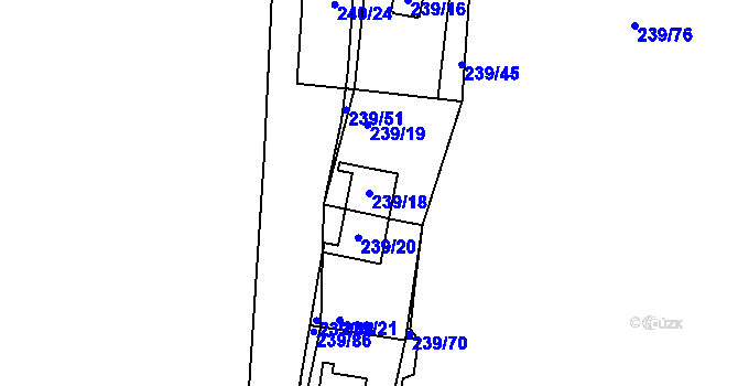 Parcela st. 239/18 v KÚ Tušimice, Katastrální mapa