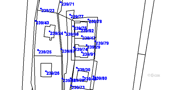 Parcela st. 239/29 v KÚ Tušimice, Katastrální mapa