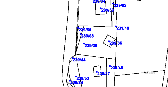 Parcela st. 239/36 v KÚ Tušimice, Katastrální mapa