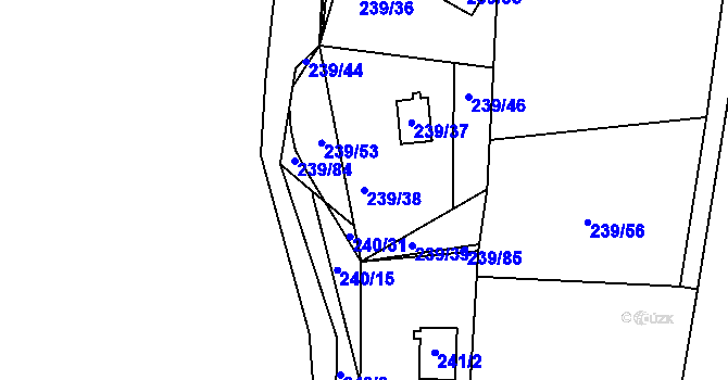 Parcela st. 239/38 v KÚ Tušimice, Katastrální mapa