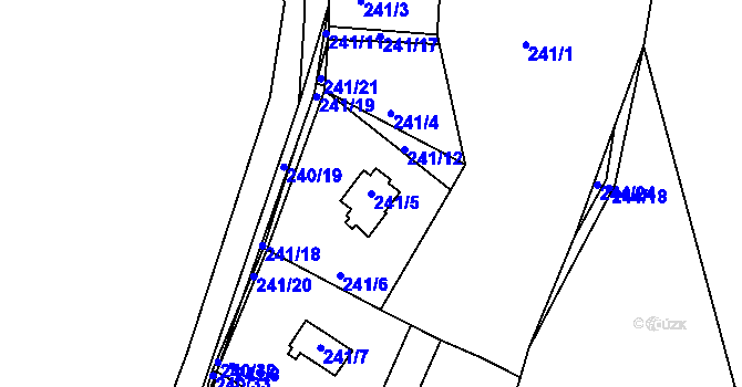 Parcela st. 241/5 v KÚ Tušimice, Katastrální mapa