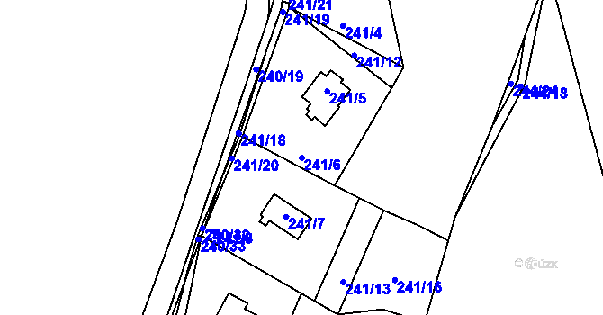 Parcela st. 241/6 v KÚ Tušimice, Katastrální mapa