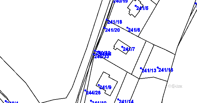 Parcela st. 241/8 v KÚ Tušimice, Katastrální mapa
