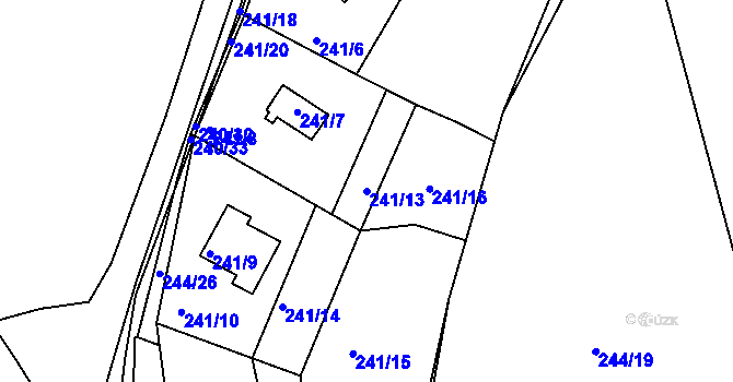 Parcela st. 241/13 v KÚ Tušimice, Katastrální mapa