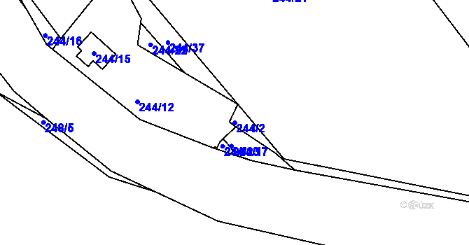 Parcela st. 244/2 v KÚ Tušimice, Katastrální mapa