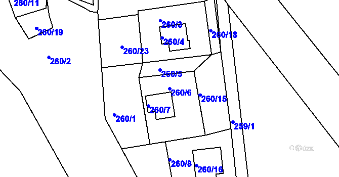Parcela st. 260/6 v KÚ Tušimice, Katastrální mapa