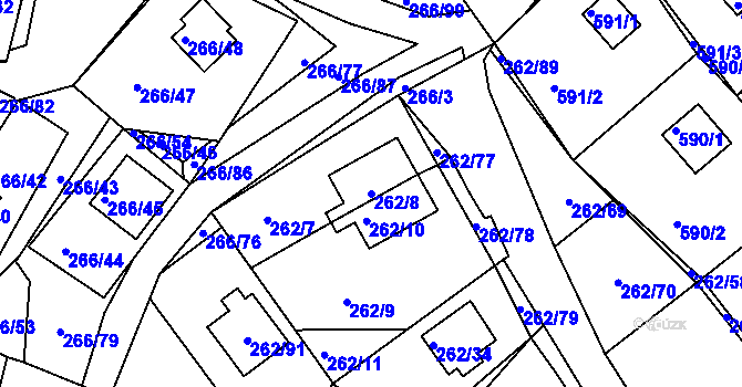 Parcela st. 262/8 v KÚ Tušimice, Katastrální mapa