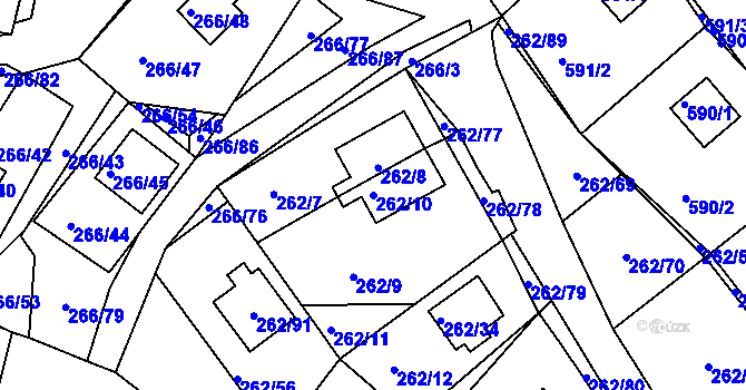 Parcela st. 262/10 v KÚ Tušimice, Katastrální mapa