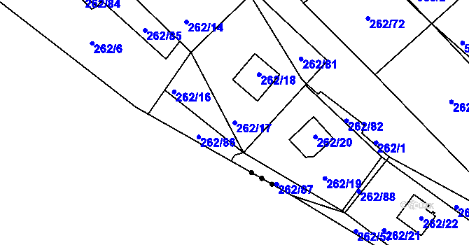 Parcela st. 262/17 v KÚ Tušimice, Katastrální mapa