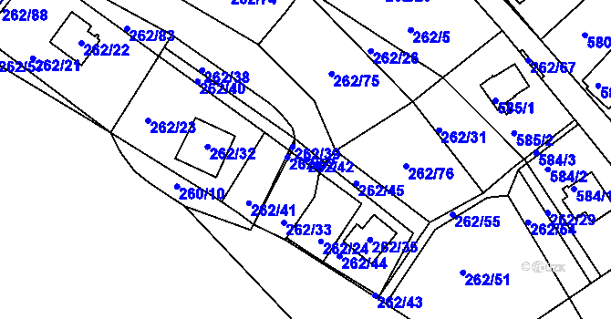 Parcela st. 262/42 v KÚ Tušimice, Katastrální mapa