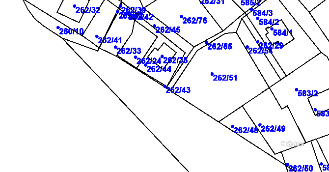Parcela st. 262/43 v KÚ Tušimice, Katastrální mapa