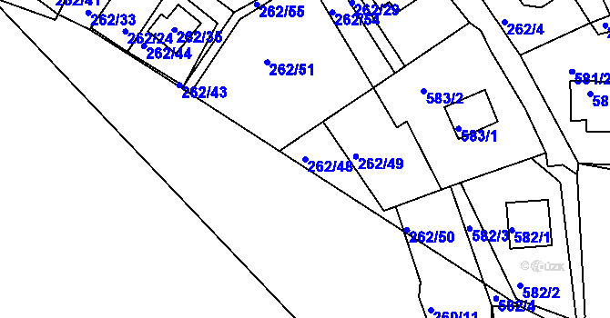 Parcela st. 262/48 v KÚ Tušimice, Katastrální mapa