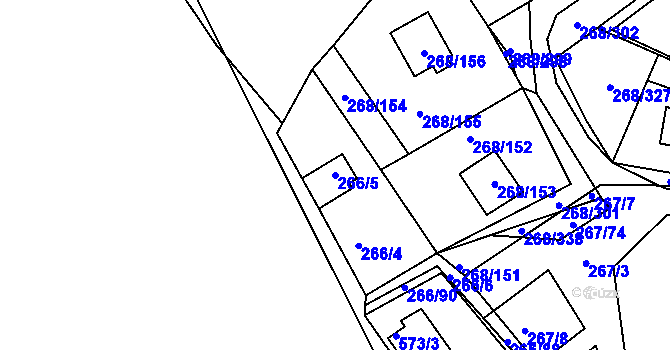 Parcela st. 266/5 v KÚ Tušimice, Katastrální mapa