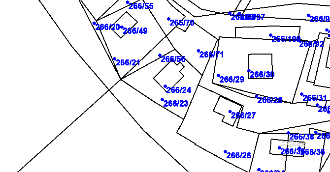 Parcela st. 266/24 v KÚ Tušimice, Katastrální mapa