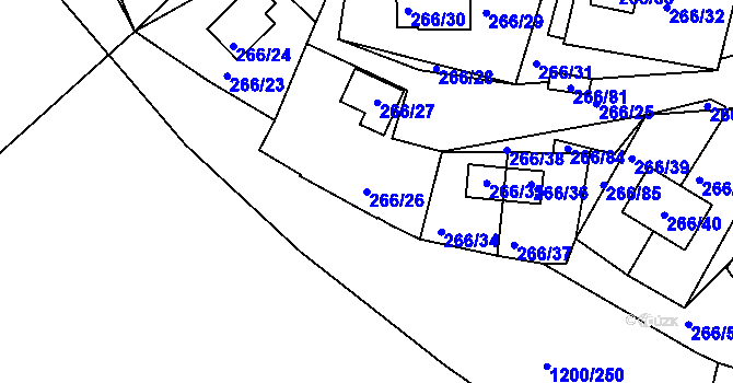 Parcela st. 266/26 v KÚ Tušimice, Katastrální mapa