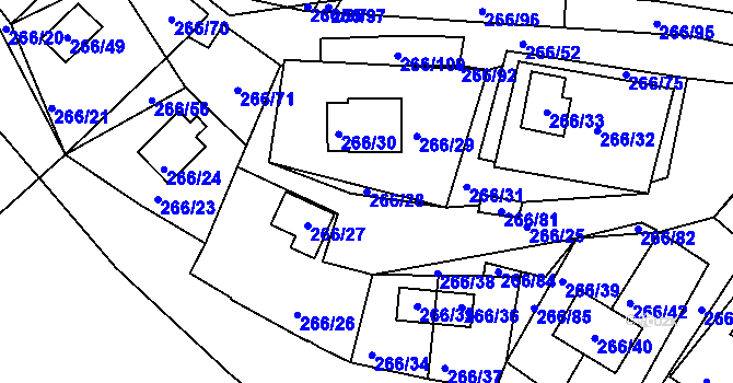 Parcela st. 266/28 v KÚ Tušimice, Katastrální mapa