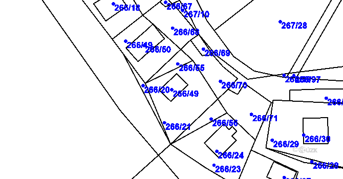 Parcela st. 266/49 v KÚ Tušimice, Katastrální mapa