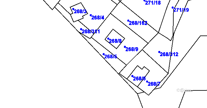 Parcela st. 268/5 v KÚ Tušimice, Katastrální mapa