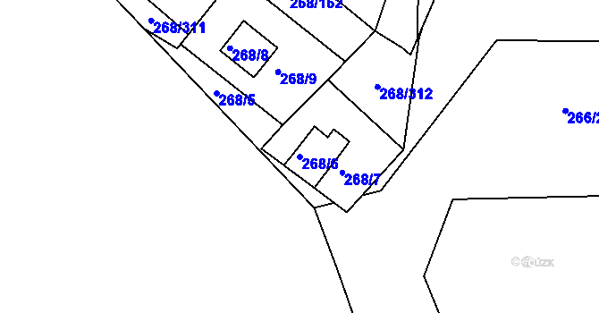 Parcela st. 268/6 v KÚ Tušimice, Katastrální mapa