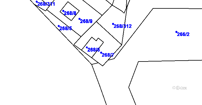 Parcela st. 268/7 v KÚ Tušimice, Katastrální mapa