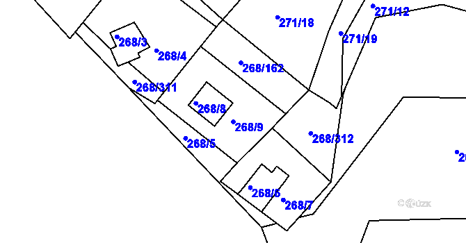 Parcela st. 268/9 v KÚ Tušimice, Katastrální mapa