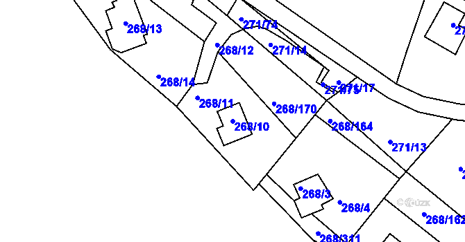 Parcela st. 268/10 v KÚ Tušimice, Katastrální mapa