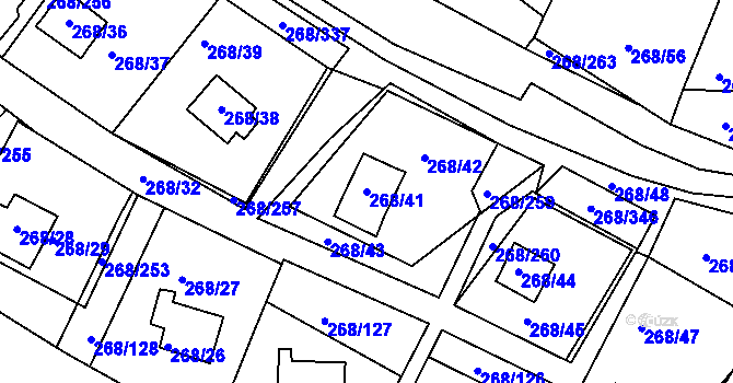 Parcela st. 268/41 v KÚ Tušimice, Katastrální mapa