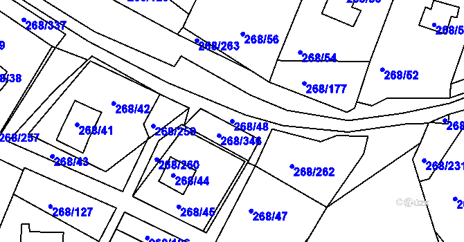 Parcela st. 268/48 v KÚ Tušimice, Katastrální mapa