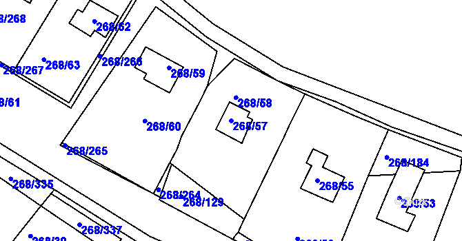 Parcela st. 268/57 v KÚ Tušimice, Katastrální mapa