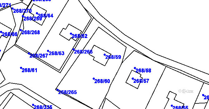 Parcela st. 268/59 v KÚ Tušimice, Katastrální mapa