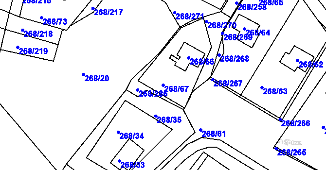 Parcela st. 268/67 v KÚ Tušimice, Katastrální mapa