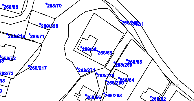 Parcela st. 268/69 v KÚ Tušimice, Katastrální mapa