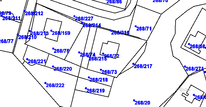 Parcela st. 268/72 v KÚ Tušimice, Katastrální mapa