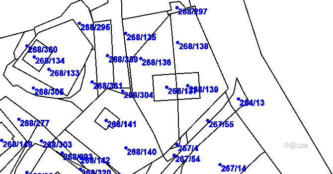 Parcela st. 268/137 v KÚ Tušimice, Katastrální mapa