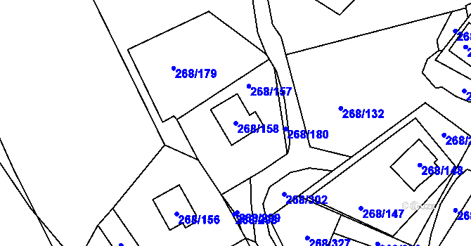Parcela st. 268/158 v KÚ Tušimice, Katastrální mapa