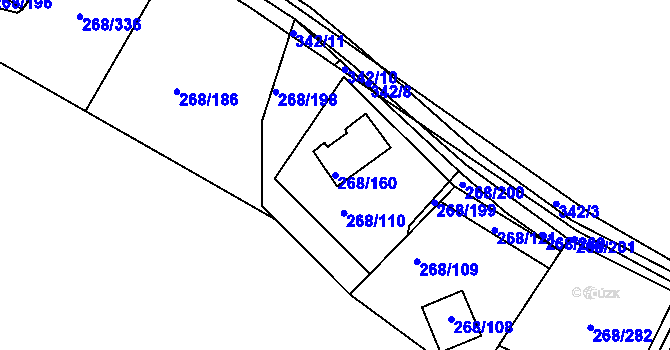 Parcela st. 268/160 v KÚ Tušimice, Katastrální mapa