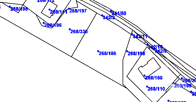 Parcela st. 268/186 v KÚ Tušimice, Katastrální mapa