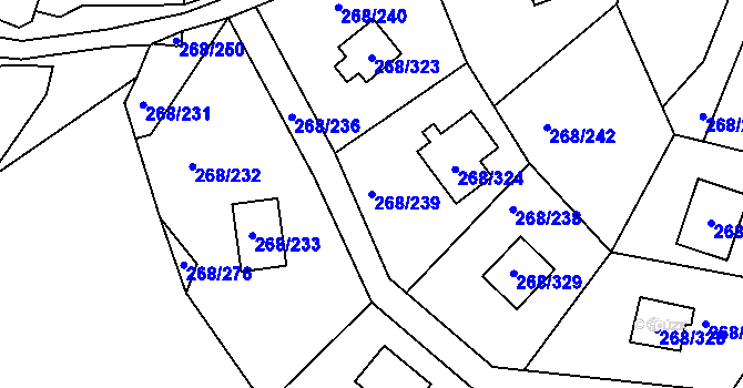Parcela st. 268/239 v KÚ Tušimice, Katastrální mapa
