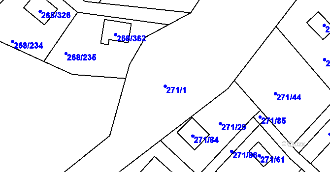 Parcela st. 271/1 v KÚ Tušimice, Katastrální mapa
