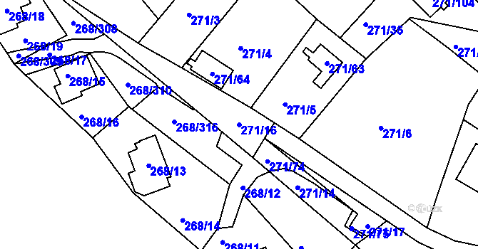 Parcela st. 271/16 v KÚ Tušimice, Katastrální mapa