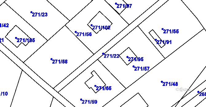 Parcela st. 271/22 v KÚ Tušimice, Katastrální mapa