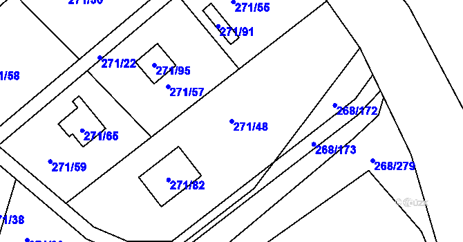 Parcela st. 271/48 v KÚ Tušimice, Katastrální mapa